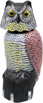 Owl Decoy to Scare Birds Away Scarecrow Fake Owl with Rotating Head, 16"