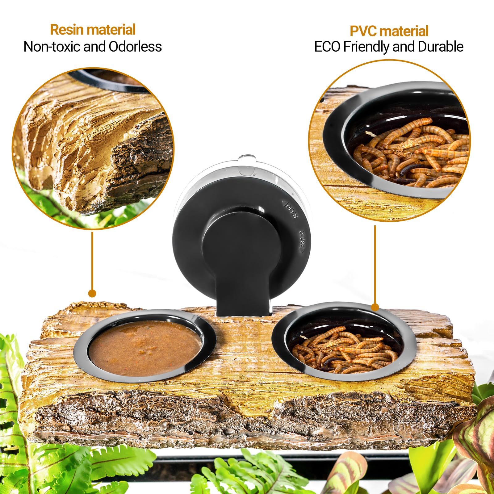 2 in 1 Reptile Feeding Ledge & Turtle Basking Platform Resin Suction Cup Feeder with 4PCS Cups Terrarium Water Bowl Food Dish - Tank Accessories for Crested Gecko Lizards & Aquatic Turtles product thumbnail 7