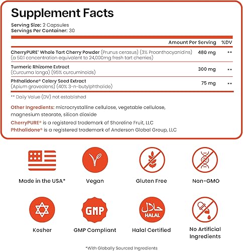 Miniatura 5 de Limpieza de enjuague de ácido úrico 3 en 1 - Extracto de cereza ácida con cúrcuma y semillas de apio Suplemento Purga - Soporte para pies y