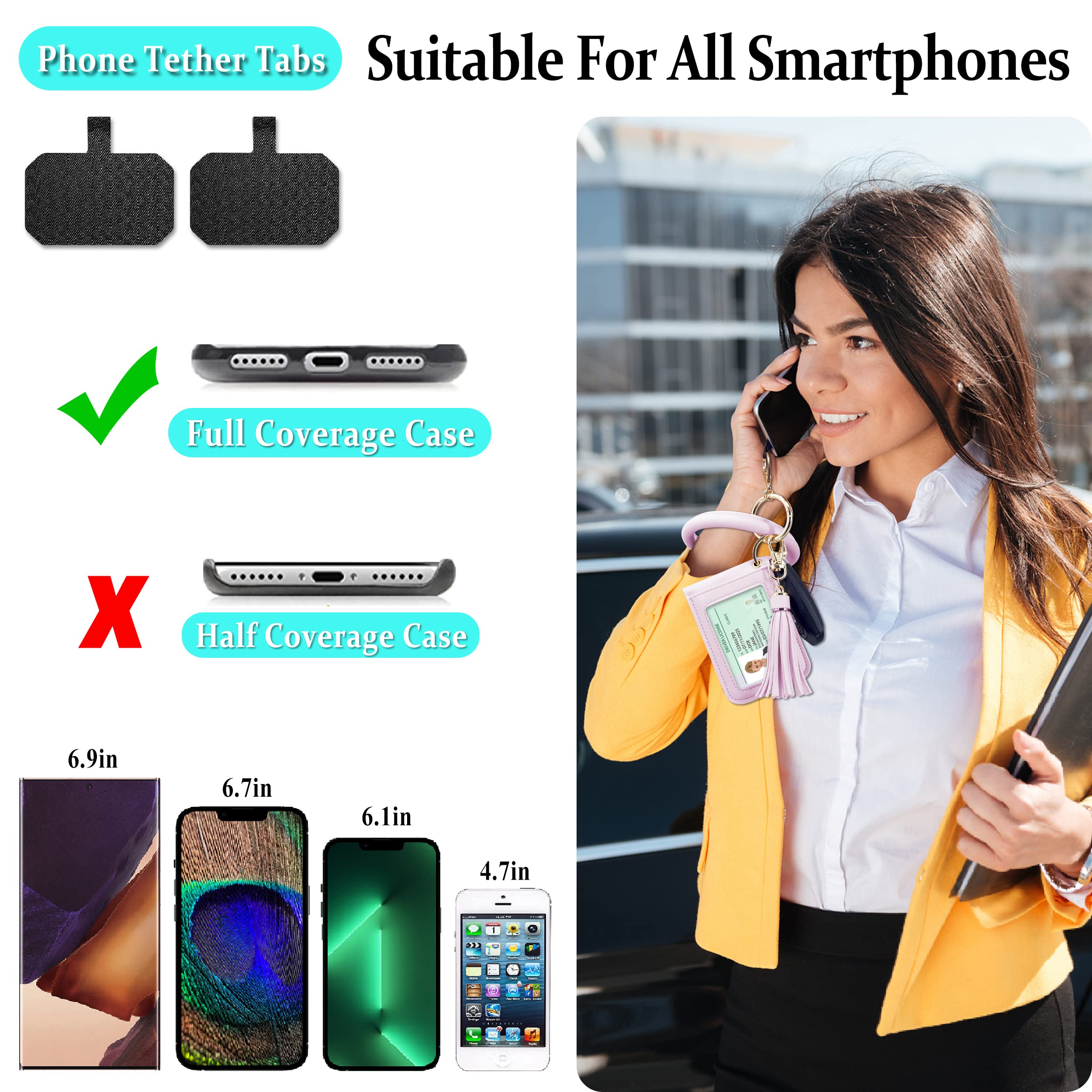 Amazon.co.jp: 電話リストレット ホルダー カードホルダー キーチェーン、バングル 電話テザーブレスレット コンパクトウォレット  バッジカードホルダー タッセル付き ロブスタークラスプ、電話テザーパッチ2個と電話ストラップ2個 : 家電＆カメラ