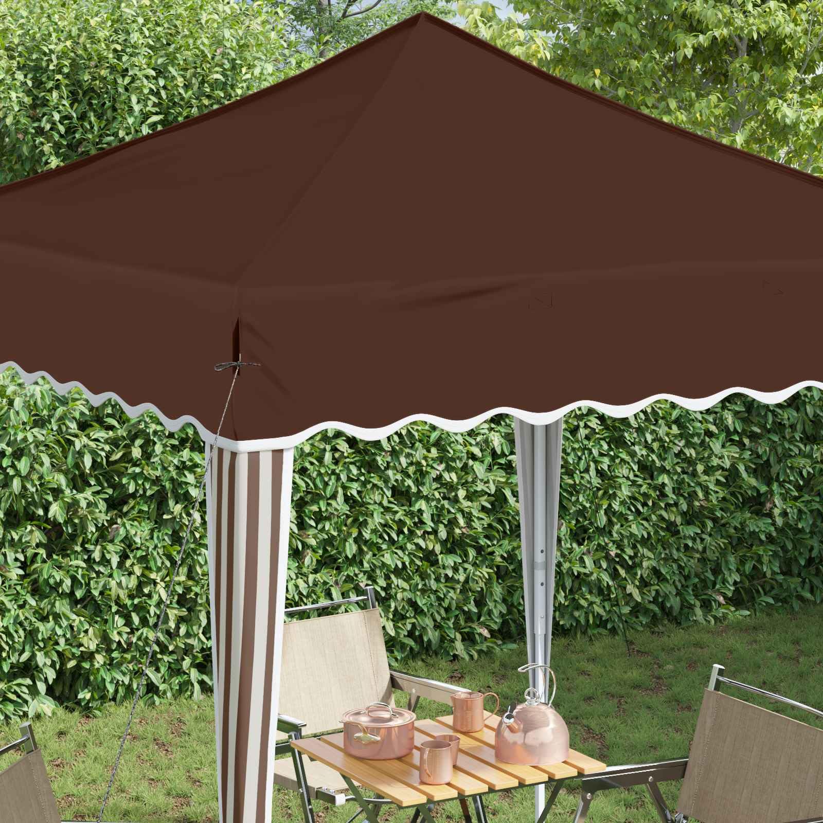 Namiot imprezowy Pop-up, brązowy, 195 x 195 x 245 cm, składany pawilon do ogrodu, na taras, kemping, festiwal, wesele, grillowanie i imprezę w ogrodzie, ze stabilną ramą stalową i materiałem
