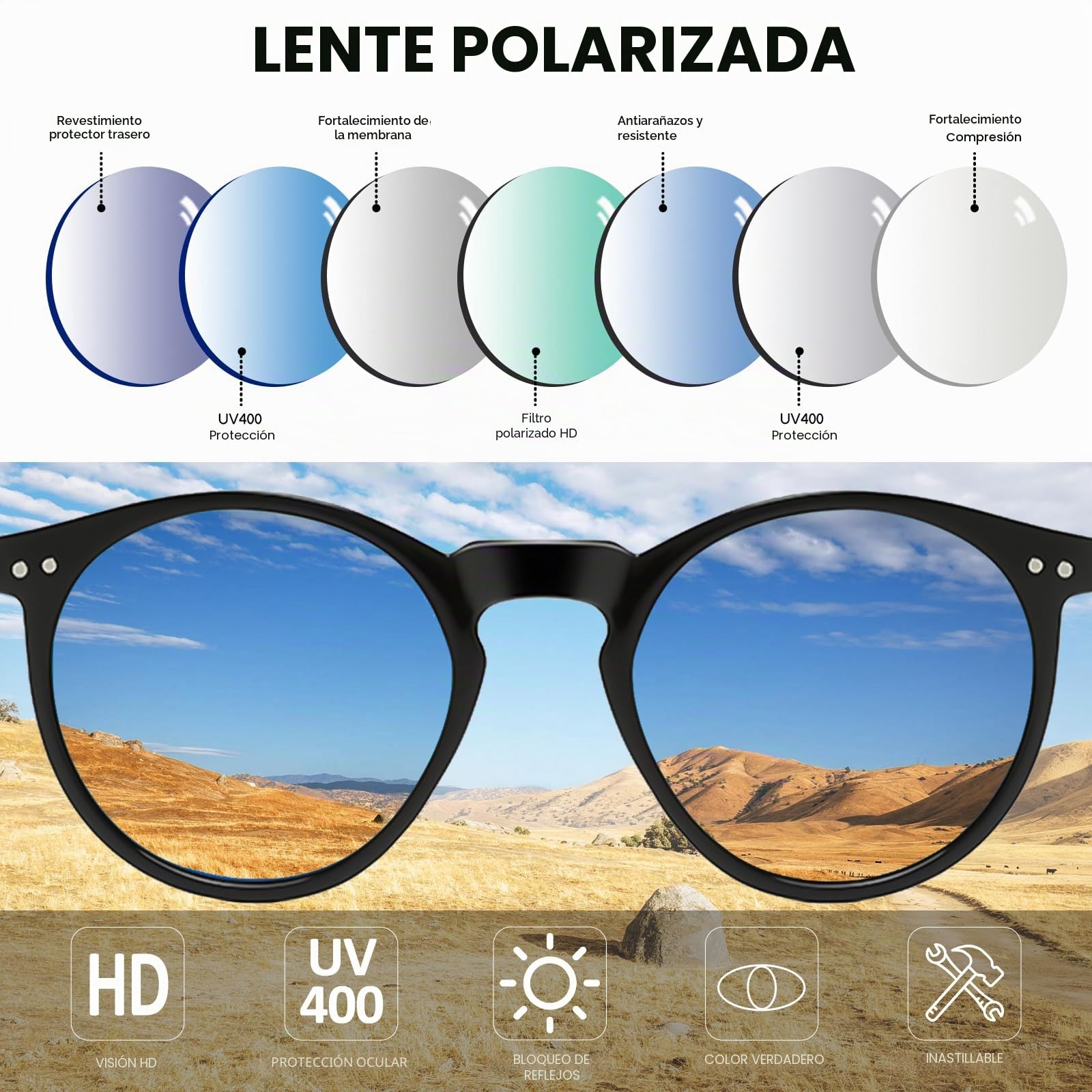 Gafas de sol para niños y niñas, polarizadas, marco de metal, espejo redondo, protección UV400, 4-12 años
