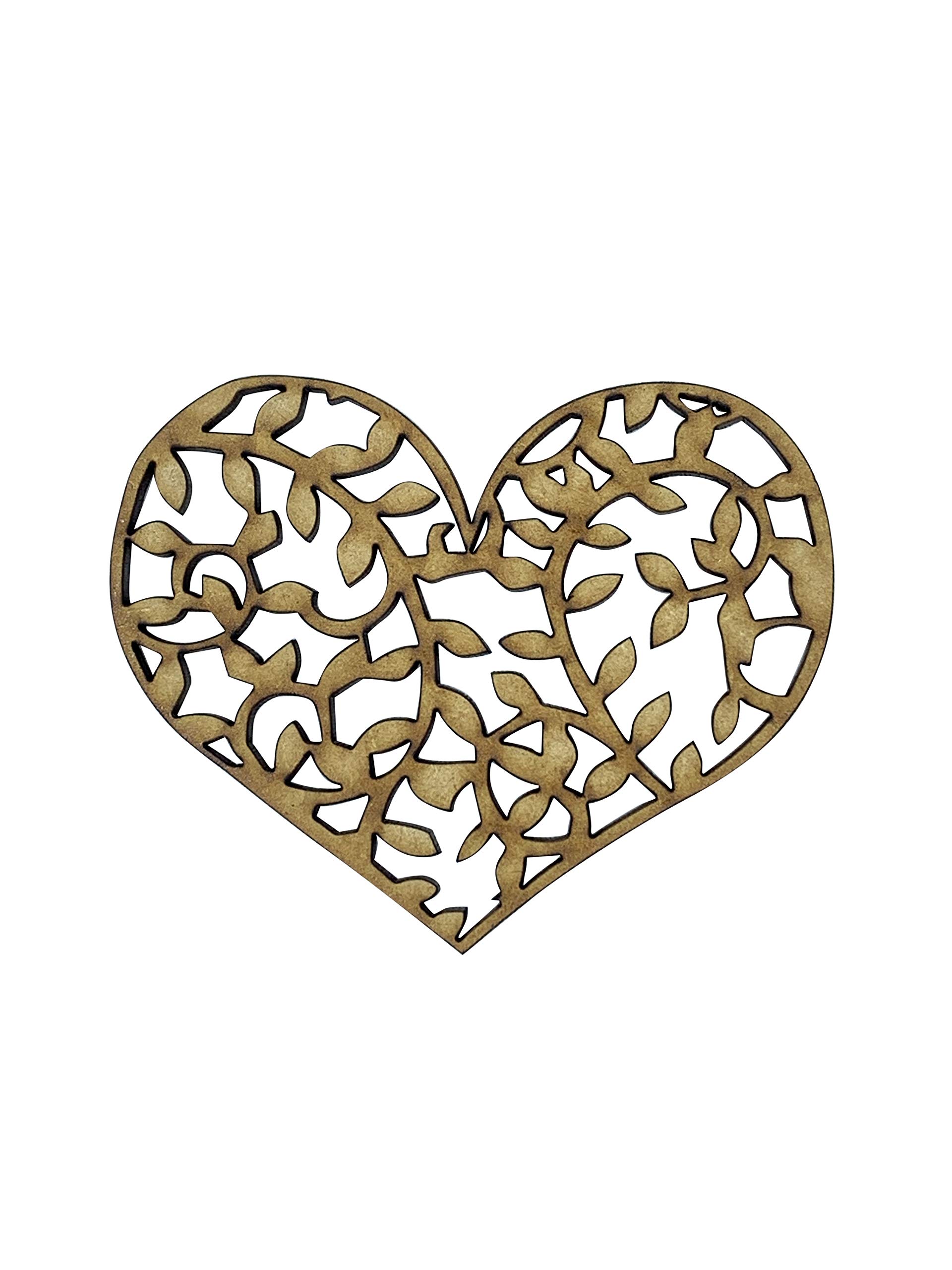 The Crafty Cow 2X Intricate Tree Heart Branch 7.5Cm Wood Craft Embelishments Laser Cut Shape