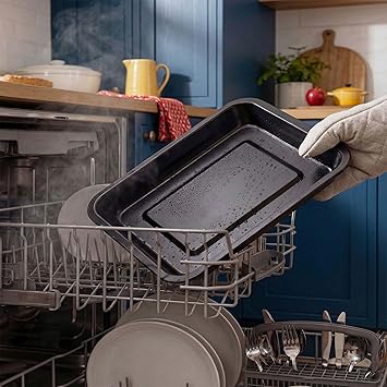 Russell Hobbs Everyday 3 Piece Roaster Set - Stackable Roasting Tray, Non-Stick ILAG, Carbon Steel, Made in the UK, Dishwasher Safe, Black