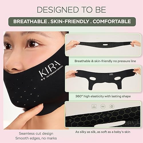 Miniatura 7 de KIRA - Correa de barbilla reutilizable para dormir, reductor de doble barbilla de tela de infrarrojos lejanos de primera calidad, correa de barbilla