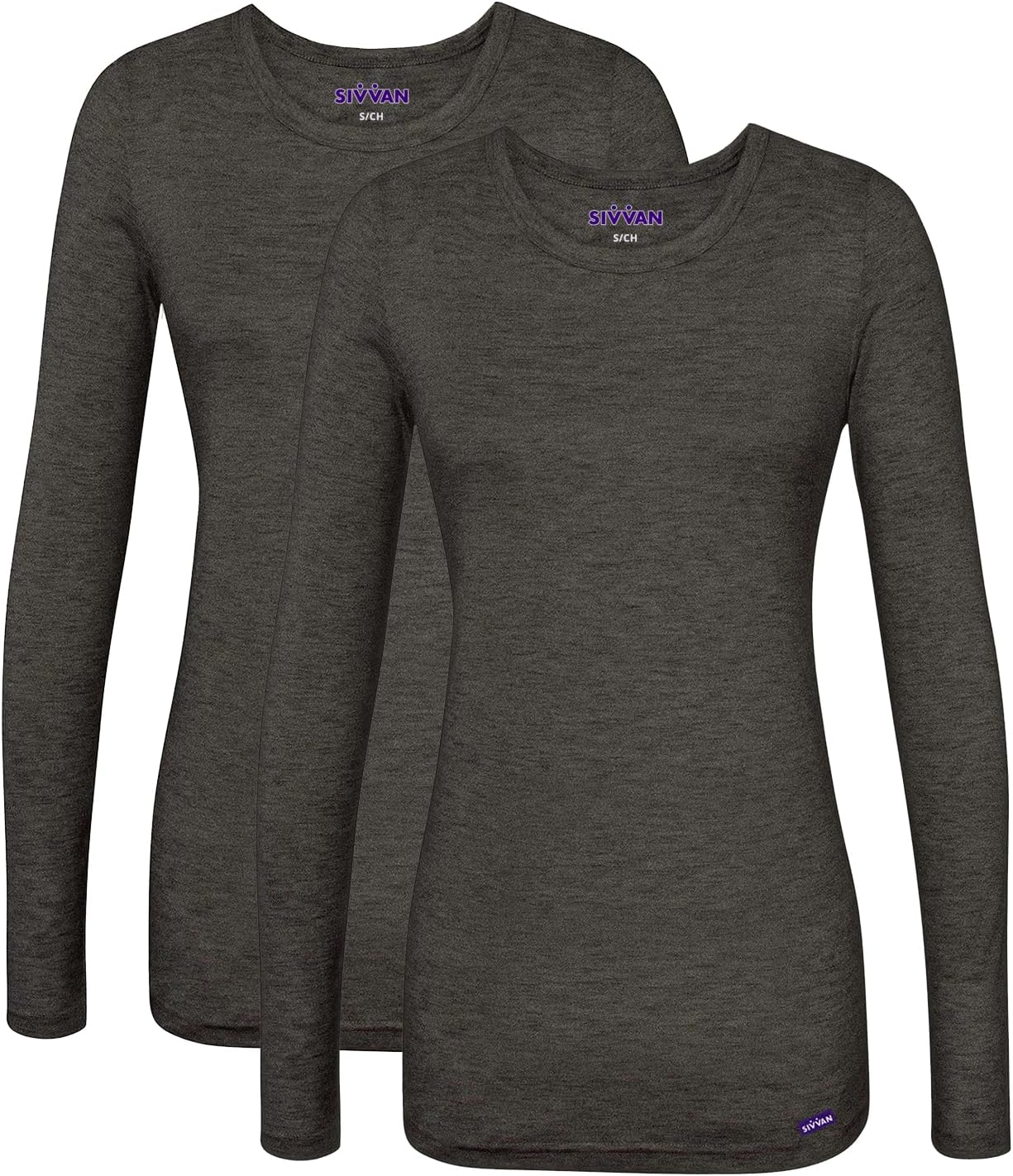 Sivvan Scrubs for Women - Long Sleeve Comfort Underscrub Tee 2-Pack