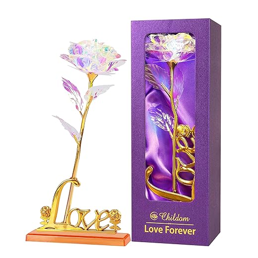 Birthday Rose Gifts for Women,Rainbow Rose Gifts with Love Stand for Mothers,Mom Gifts for Her, Christmas Rose Flower Gifts for Mom from Daughter Son, Xmas Rose Gifts Idea for Wife,Women,Mom, Grandma