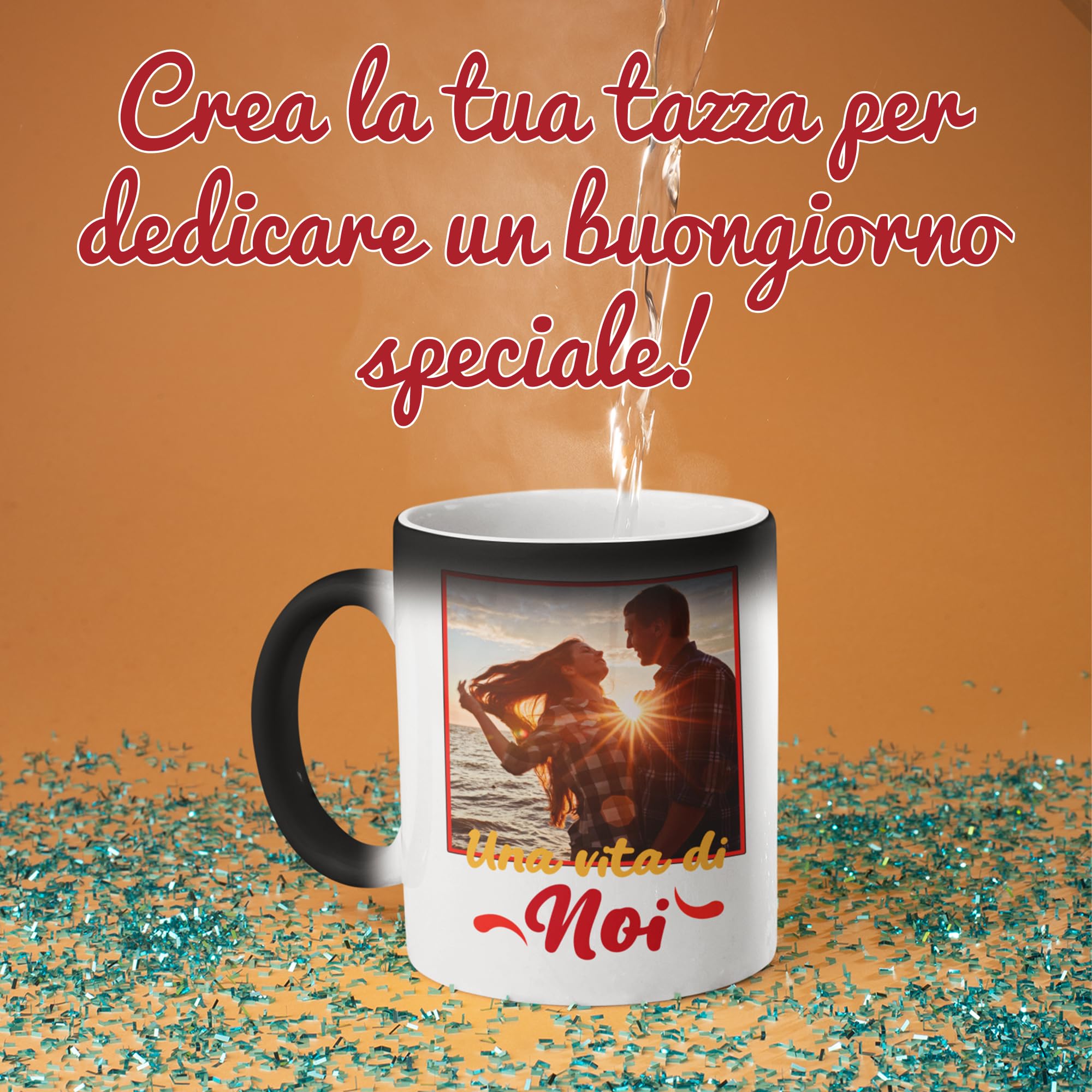 AL PRODUCTION Tazza Magica Personalizzata con Foto, Testo e Logo - Mug in Ceramica con Stampa Personalizzabile per Colazione - Idea Regalo Uomo e Donna per Amici e Familiari - Made in Italy