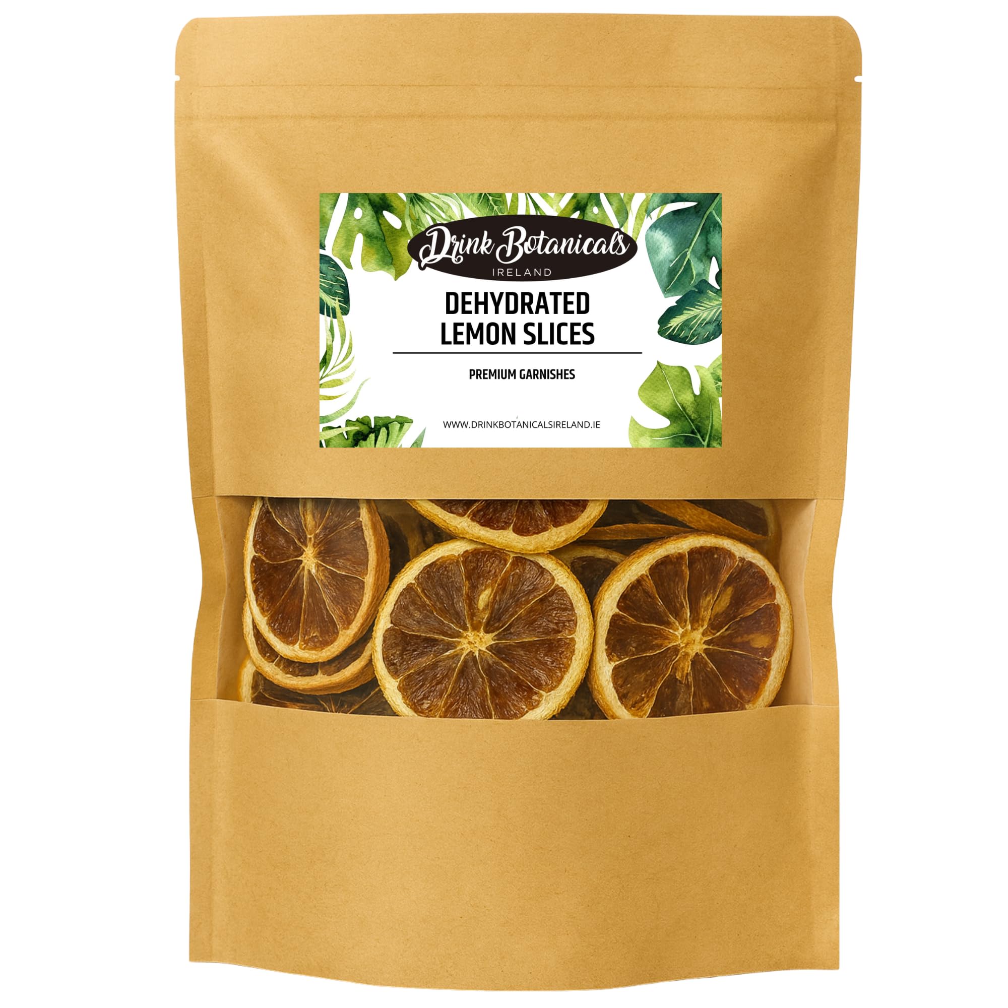 Drink Botanicals Ireland | 40+ Slices, Dried Dehydrated Dried Lemon Slice Wheels | 100% Natural | 3.527 OZ | 100 Grams | Citrus Dried Lemons for Garnishing, Cocktails, Cooking, Baking, Drinks
