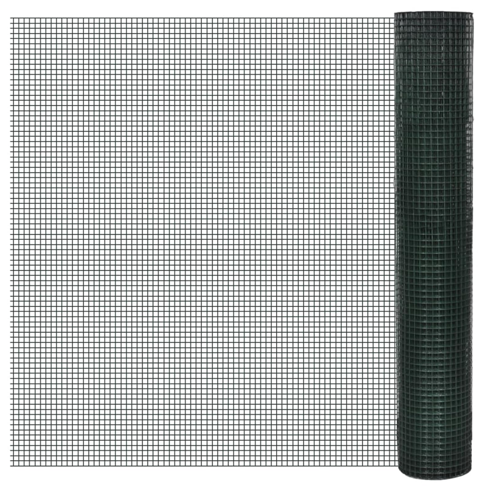 Ogrodzenie dla kur, ogrodzenie z drutu 10 x 1 m, zielone, ocynkowane i powlekane PCW | Stal ocynkowana z powłoką PCW, odporna na warunki atmosferyczne, kwadratowe oczka 25 x 25 mm, łatwe cięcie
