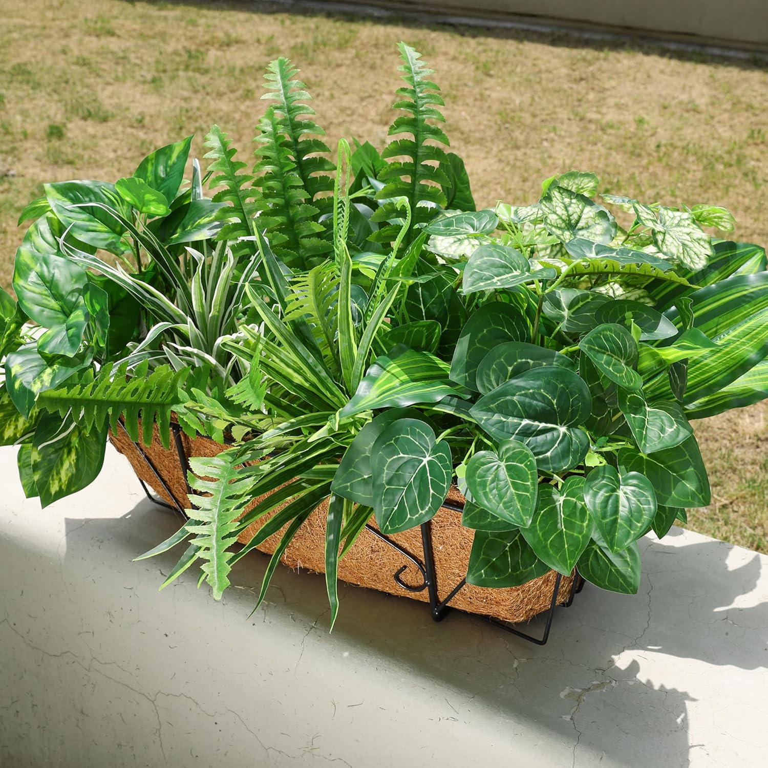 Artificial Greenery Plants Fake Plastic Leaves with Stems UV Resistant Large Bunches Outside Faux Plants Bushes for Outdoor Patio Garden Front Porch Yard Decor (Green) - Image 8