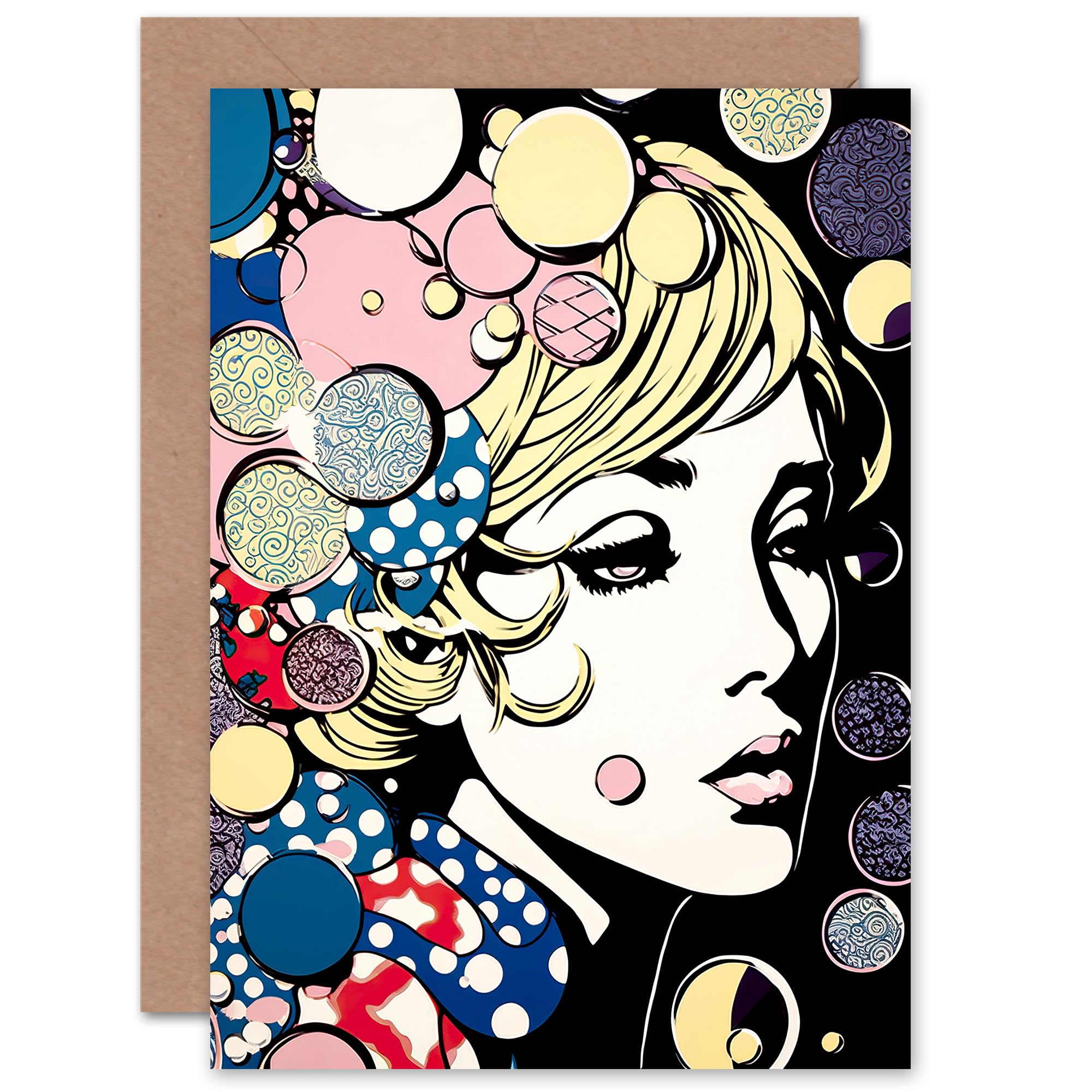 Artery8 Greeting Card - Modern Woman Portrait Abstract Birthday Thank You Card