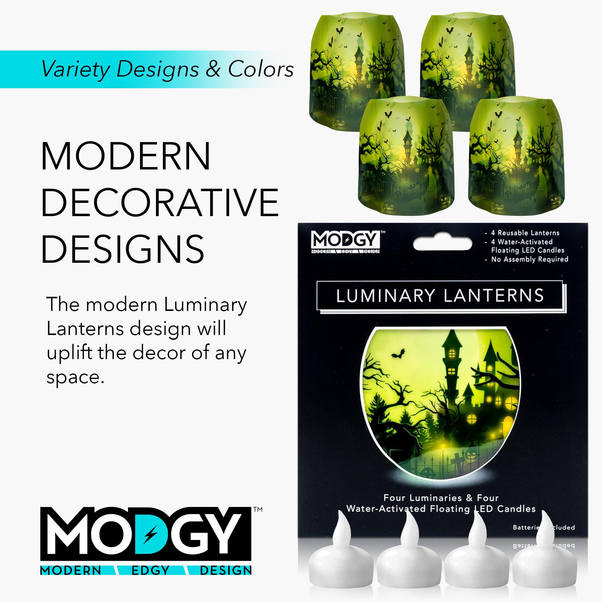 MODGY Lanterne Luminose In Plastica Con Candele LED - Confezione Da 4, Per Matrimoni, Centrotavola, Esterni - 3