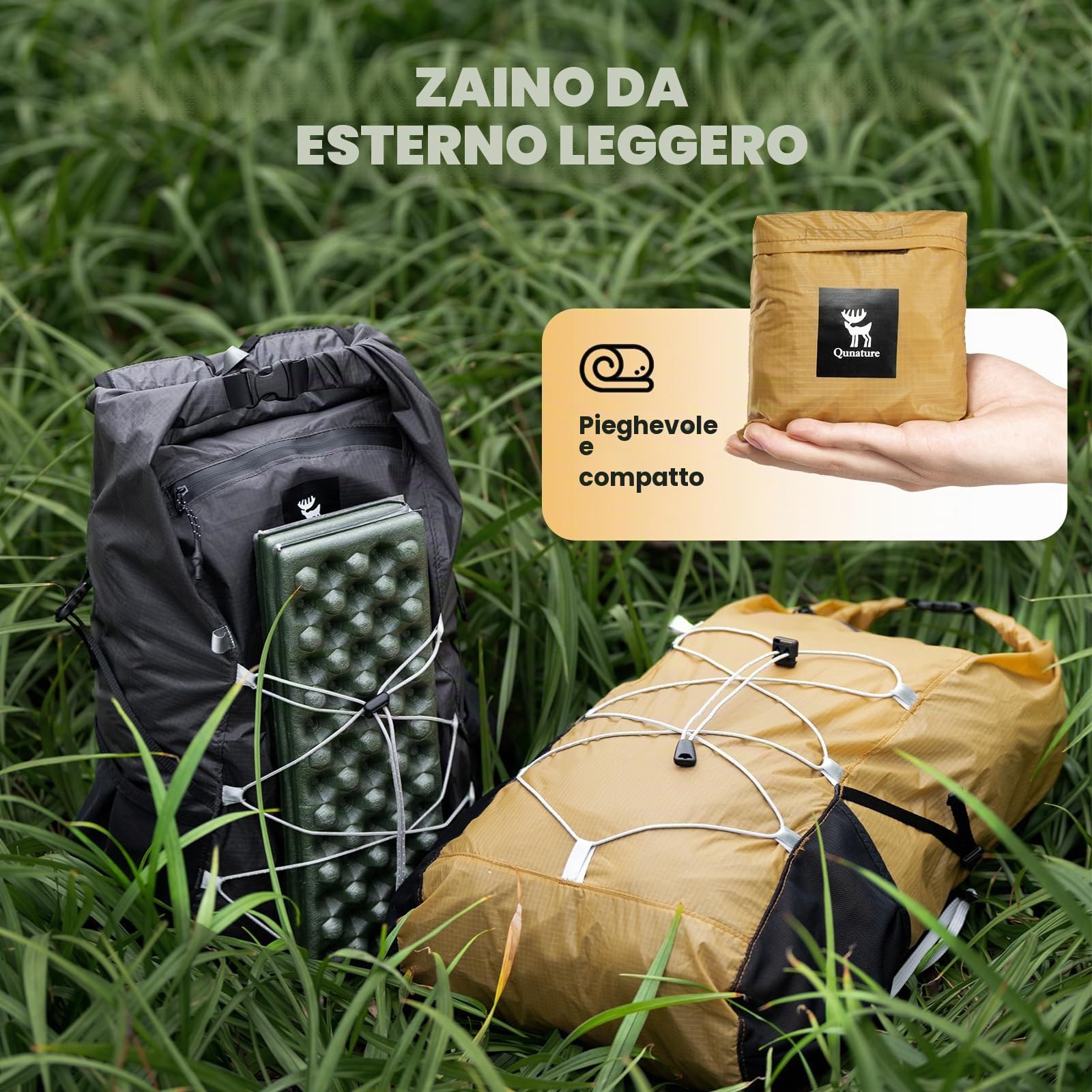 Zaino Trekking Ultraleggero Pieghevole 20L, Zaino da Viaggio Impermeabile Uomo e Donna Sportivo, Portatile e Regolabile, per Escursionismo Hiking Alpinismo