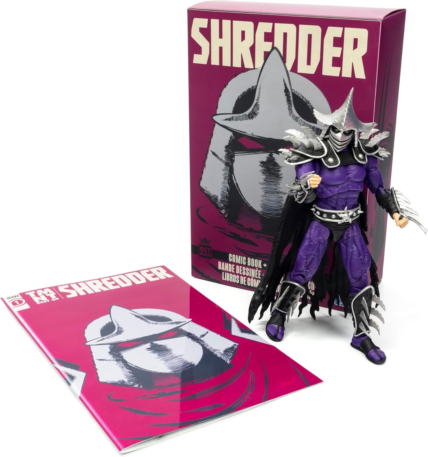 The Loyal Subjects Teenage Mutant Ninja Turtles BST AXN Super Shredder 8-Inch XL Action Figure with IDW 100-Page #1 Best of Shredder Comic