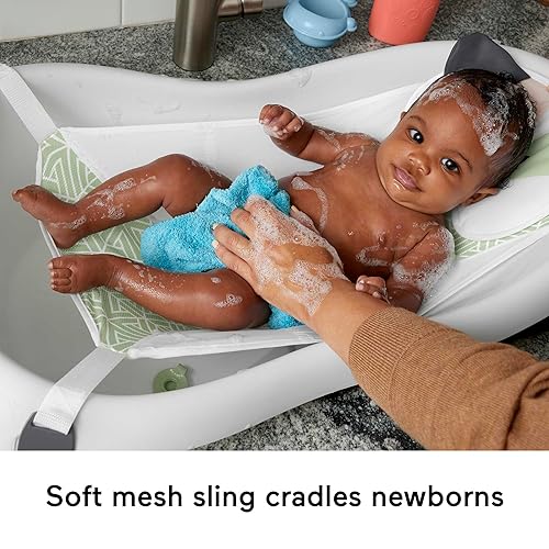 Miniatura 11 de Fisher-Price Bañera de bebé a niño pequeño 4 en 1 con soporte extraíble para bebés y 2 juguetes, hojas trepadoras