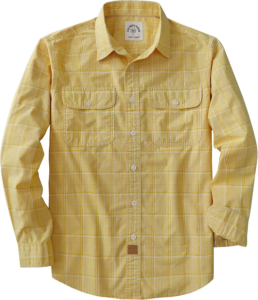 DubinikĀ® Mens Casual Plaid Shirt Long Sleeve Regular Fit Button Down Work Shirts with 2 Pocket Soft Lightweight Everyday Wear