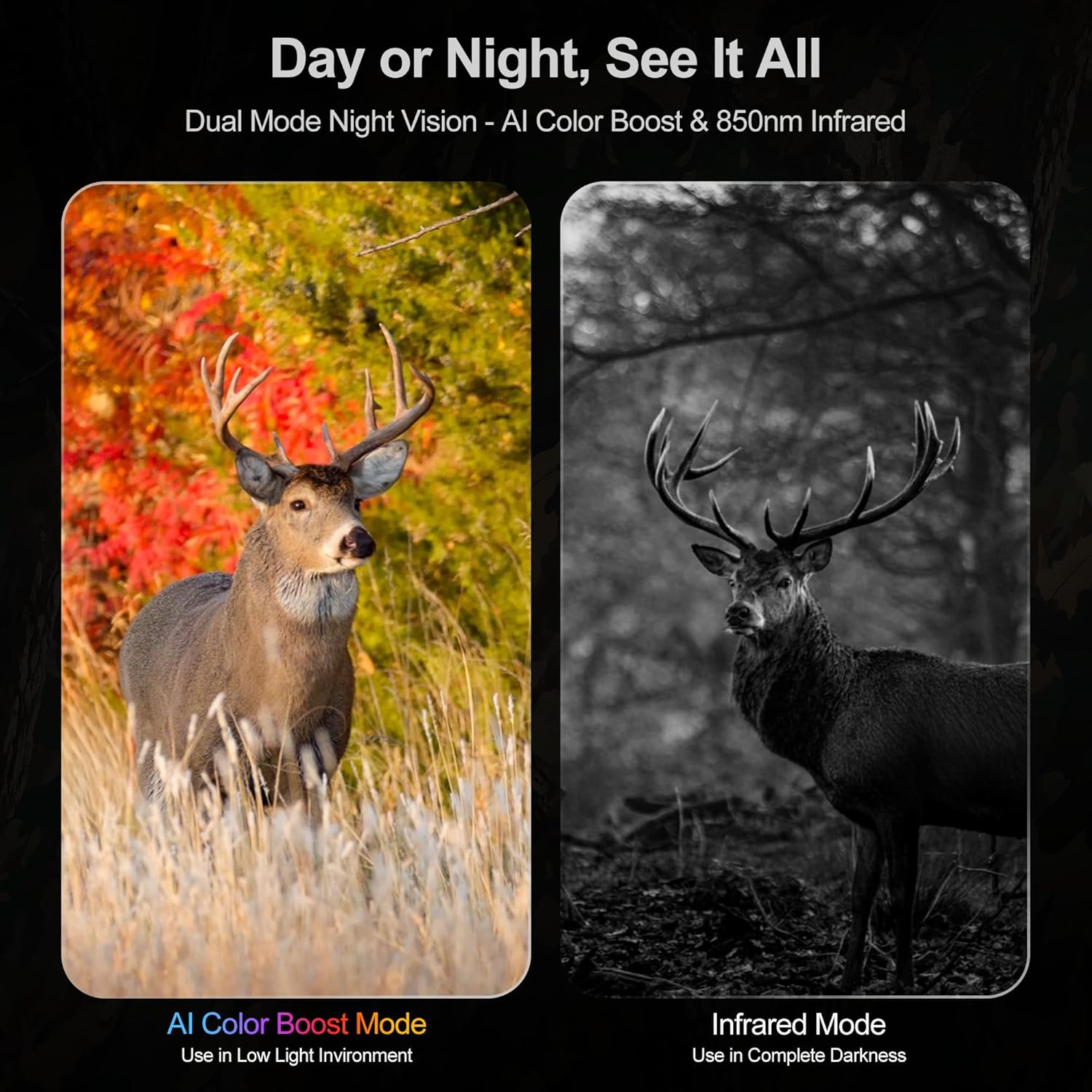 Night Vision Binoculars - Night Thunder X3 4K Night Vision Goggles for Adults, AI Color Mode, 2000ft Range, 5000mAh Battery, 32GB Card for Camping & Hunting, Camouflage - Image 4