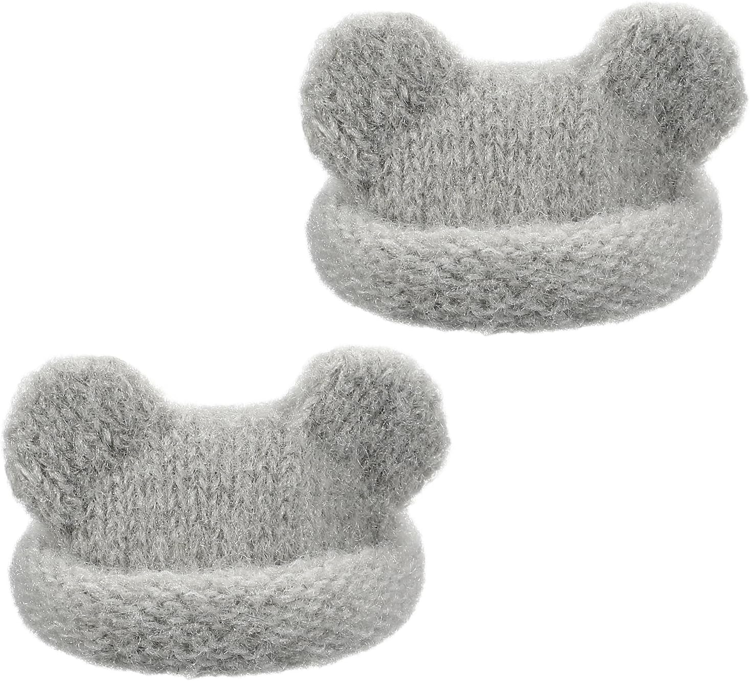 PATIKIL 2 Pcs Mini Knit Hats for Dolls, Gray Yarn Doll Caps Bear Ear for Craft Plush Toys Winter Decor Snowman Hair Accessories DIY Christmas Ornaments