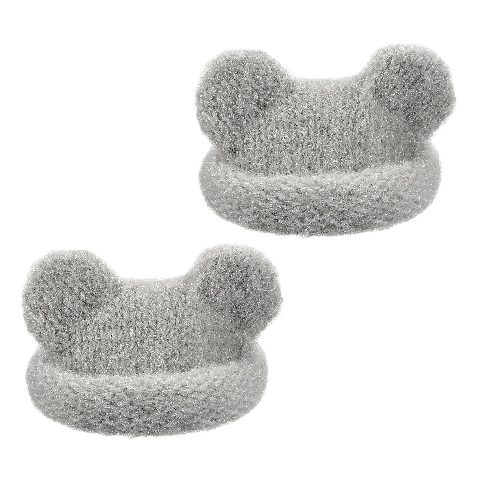 PATIKIL 2 Pcs Mini Knit Hats for Dolls, Gray Yarn Doll Caps Bear Ear for Craft Plush Winter Decor Snowman Hair Accessories DIY Christmas Ornaments
