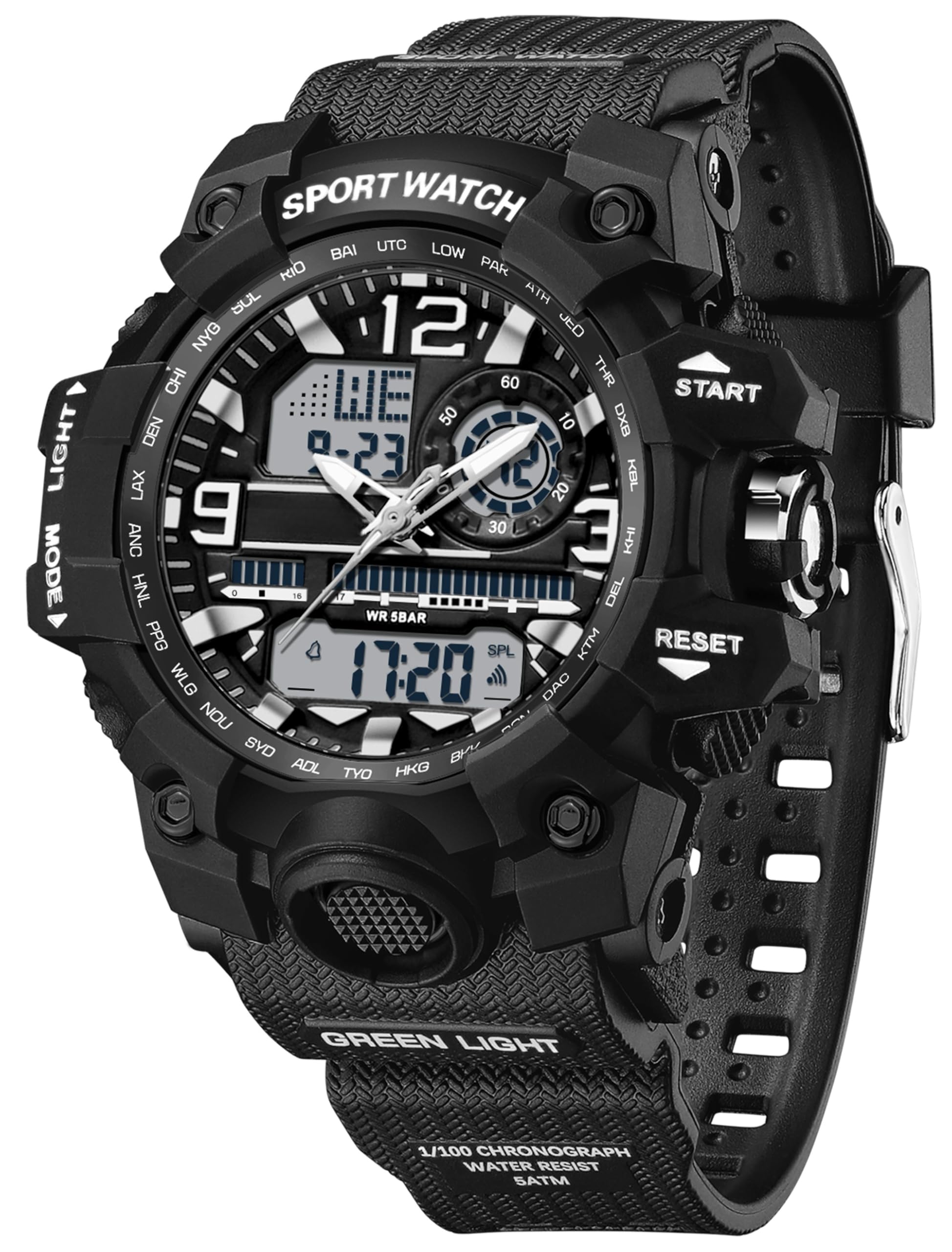 Women's Sports Watch Digital Watches for Ladies Tactical Watch Outdoor Military 5ATM Waterproof Watch Stopwatch Alarm LED Backlight Shockproof Analog Wrist Watches for Women