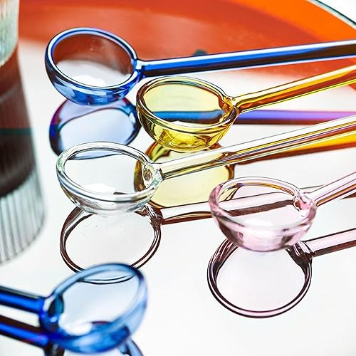 Miniatura 9 de Cucharas de vidrio para mezclar café de cristal transparente, cucharas de color caramelo, cucharaditas de sal y azúcar, especias, helado, yogur,