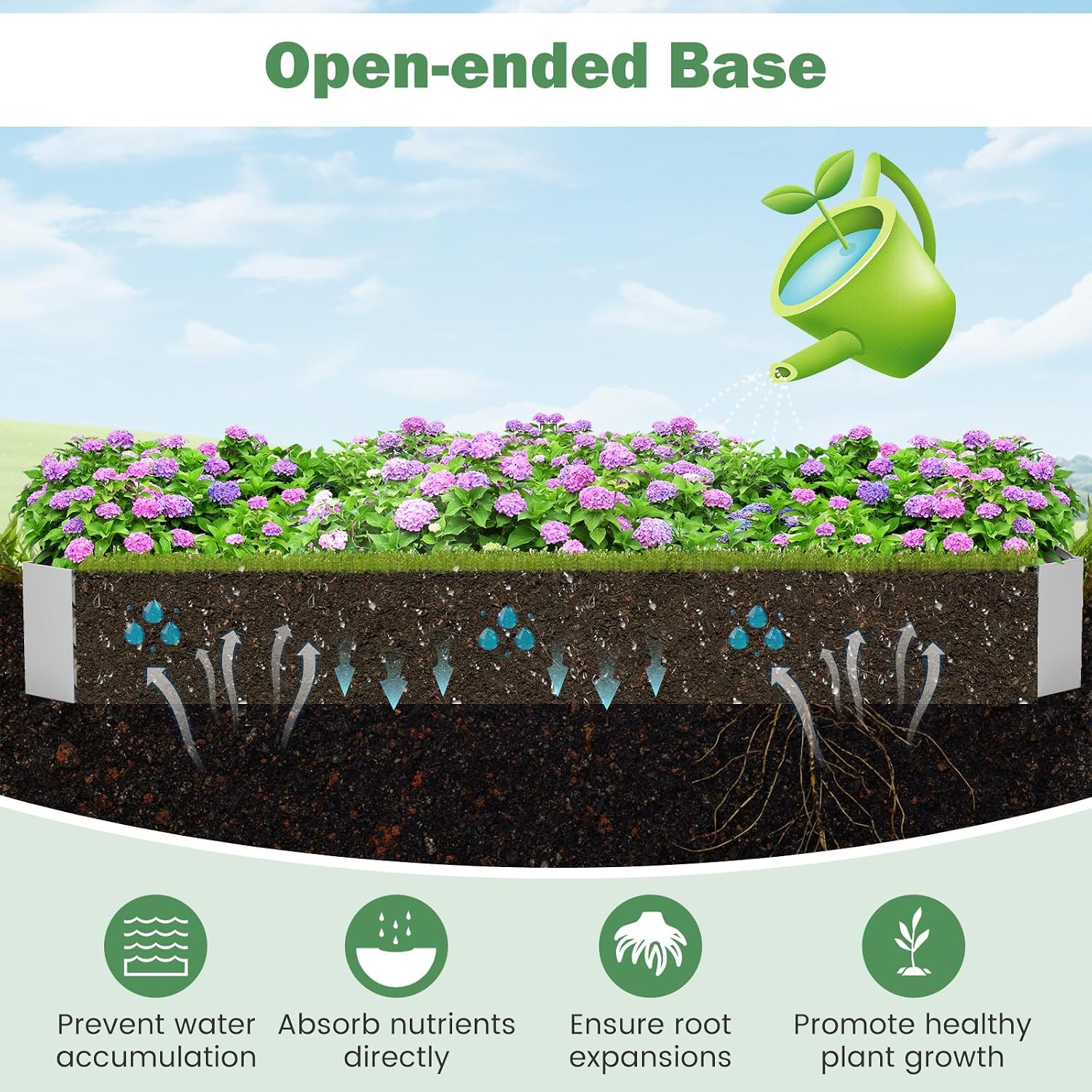 Giantex Galvanized Raised Garden Bed, 8x4x1FT Large Metal Planter Box with Gloves, Outdoor Bottomless Planter Raised Bed Kit for Vegetables Flowers, Herbs, Fruits, Silver