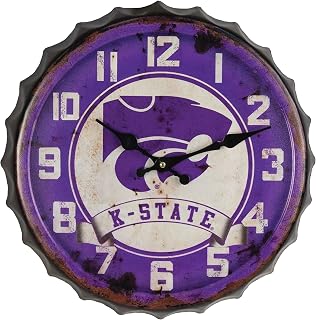K-State Bottle Cap Clock Distressed Vintage Metal Wildcats Wall Art – Represent Your NCAA College with KS Fan Décor