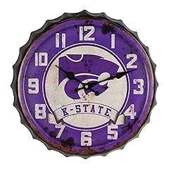 Hanna's Handiworks K State Bottle Cap Clock Distressed Vintage Metal Wildcats Wall Art Represent
