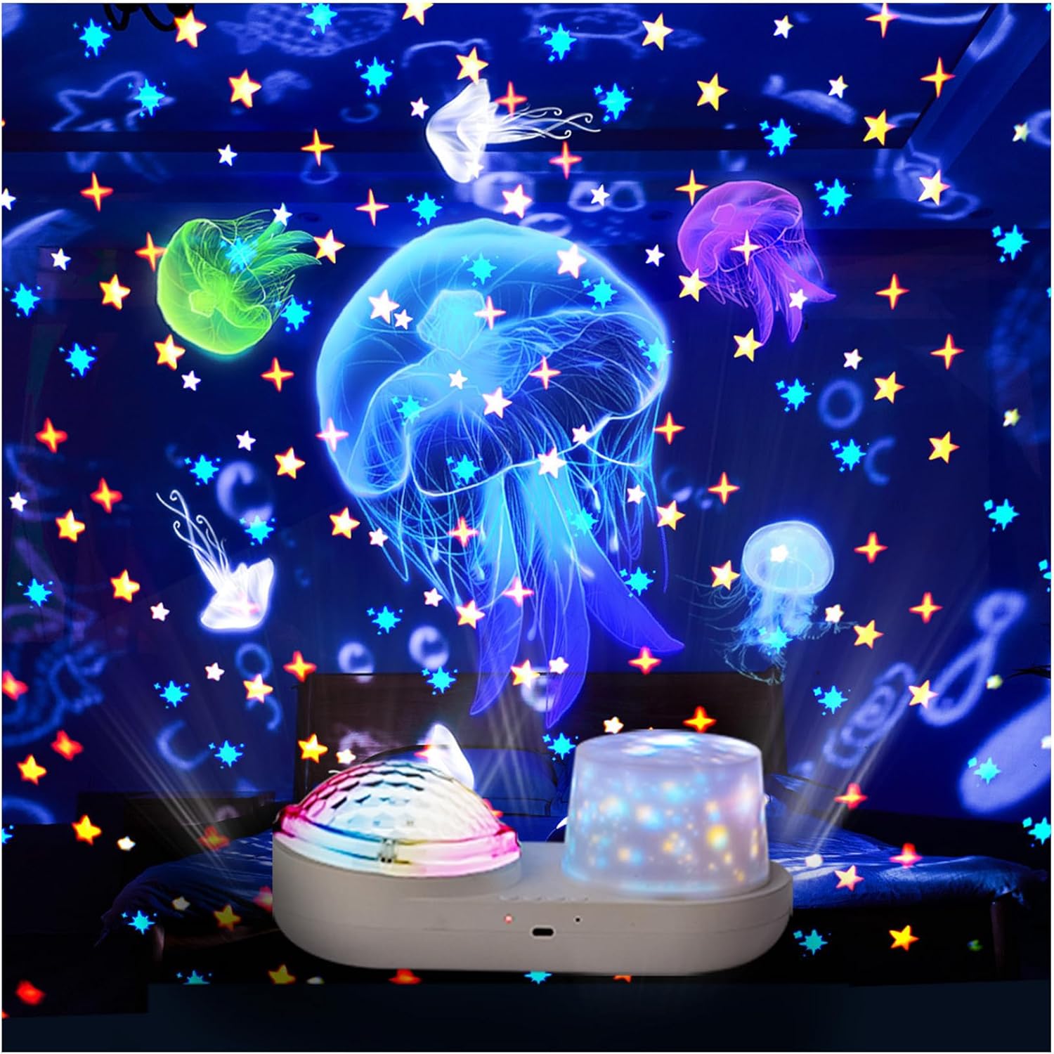 Star Projector Night Light - Double Kids Night Light Projector with USB Cable, 360 Degree Rotation Led Galaxy Projector Gifts for Kids Party Birthday Star Light Projector for Bedroom Décor