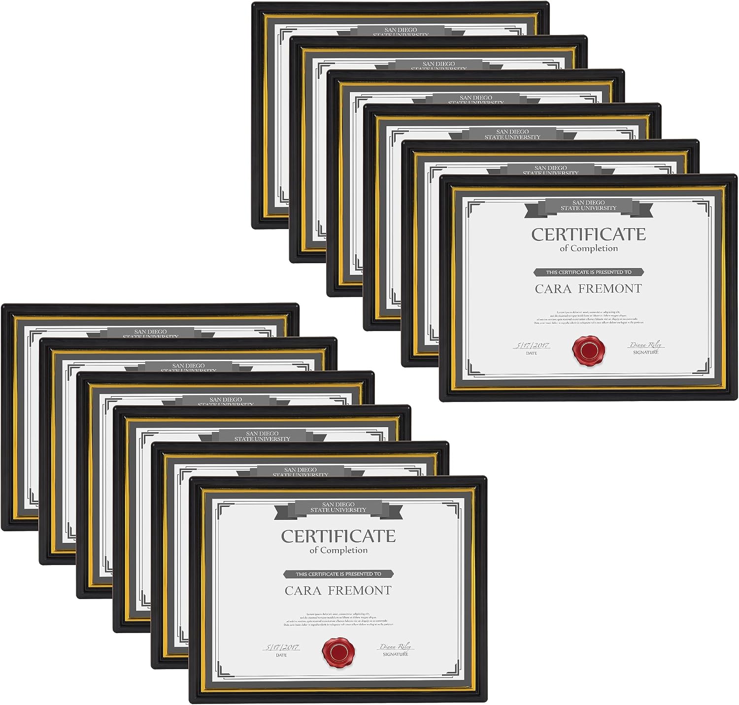 DesignOvation Corporate Document Frame Made to Display Standard Certificates, Black 8.5x11, Set of 12 Ready To Use Horizontally or Vertically