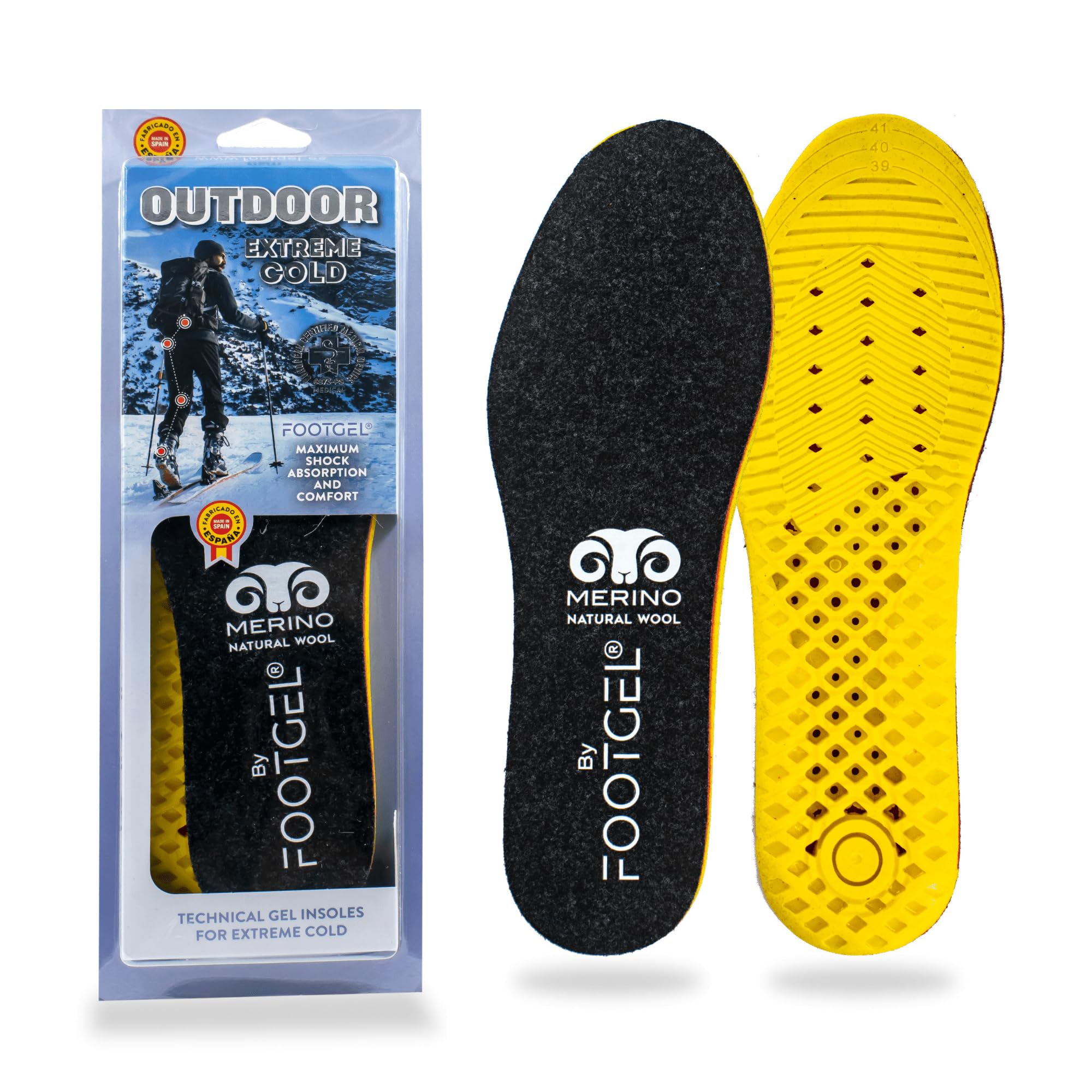 Plantillas Termicas Outdoor Winter | Plantillas Calefactables de Lana Merino Hombre/Mujer, Deportivas, Invierno | Aislantes Térmicas, Estabilizadoras y Amortiguadas | Tallas 35 a 38