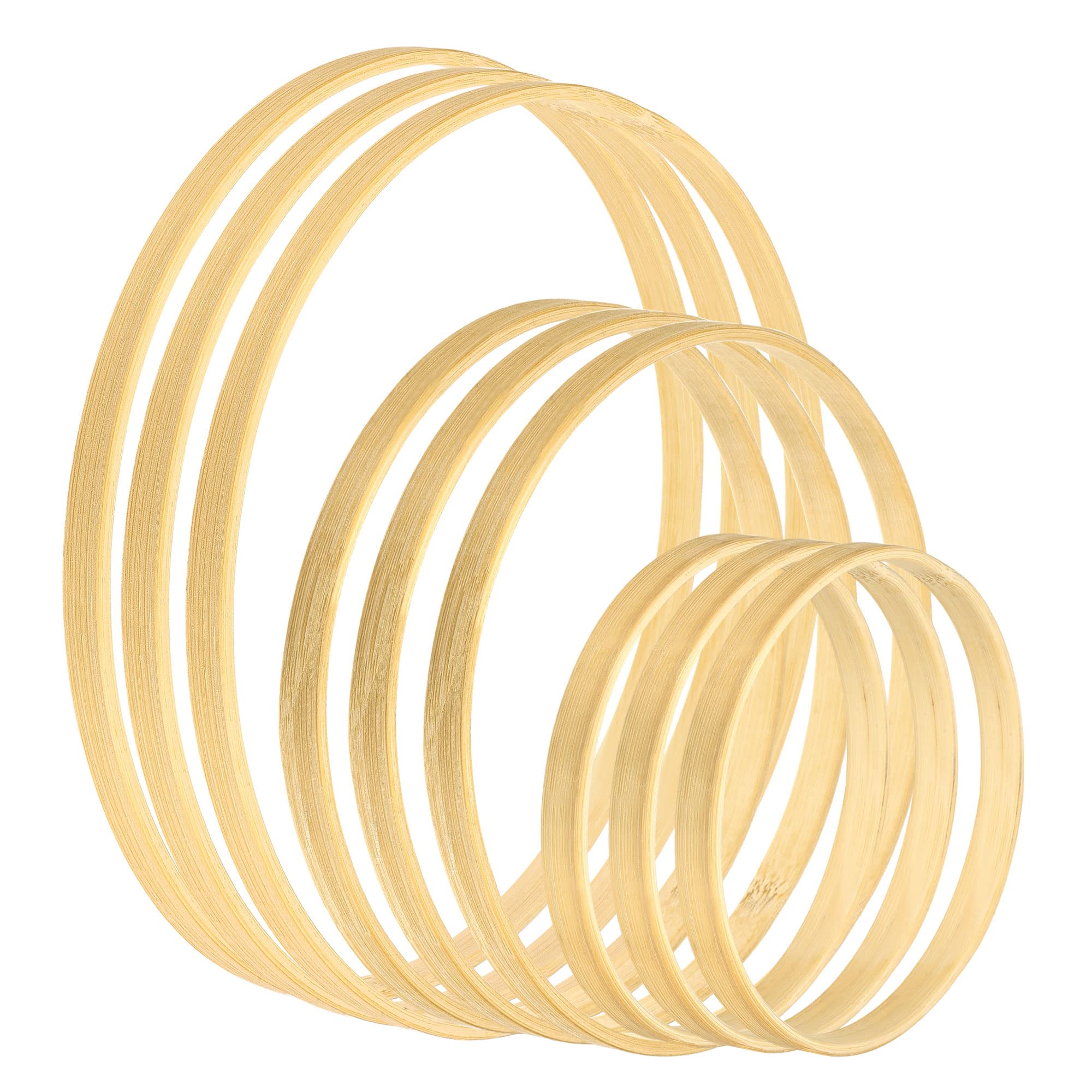 PATIKIL 4/6/8 Inch 3 Size Wooden Bamboo Floral Hoop, 9Pcs in 1 Set Craft Rings for DIY Wedding Wreath Decor Dream Catcher