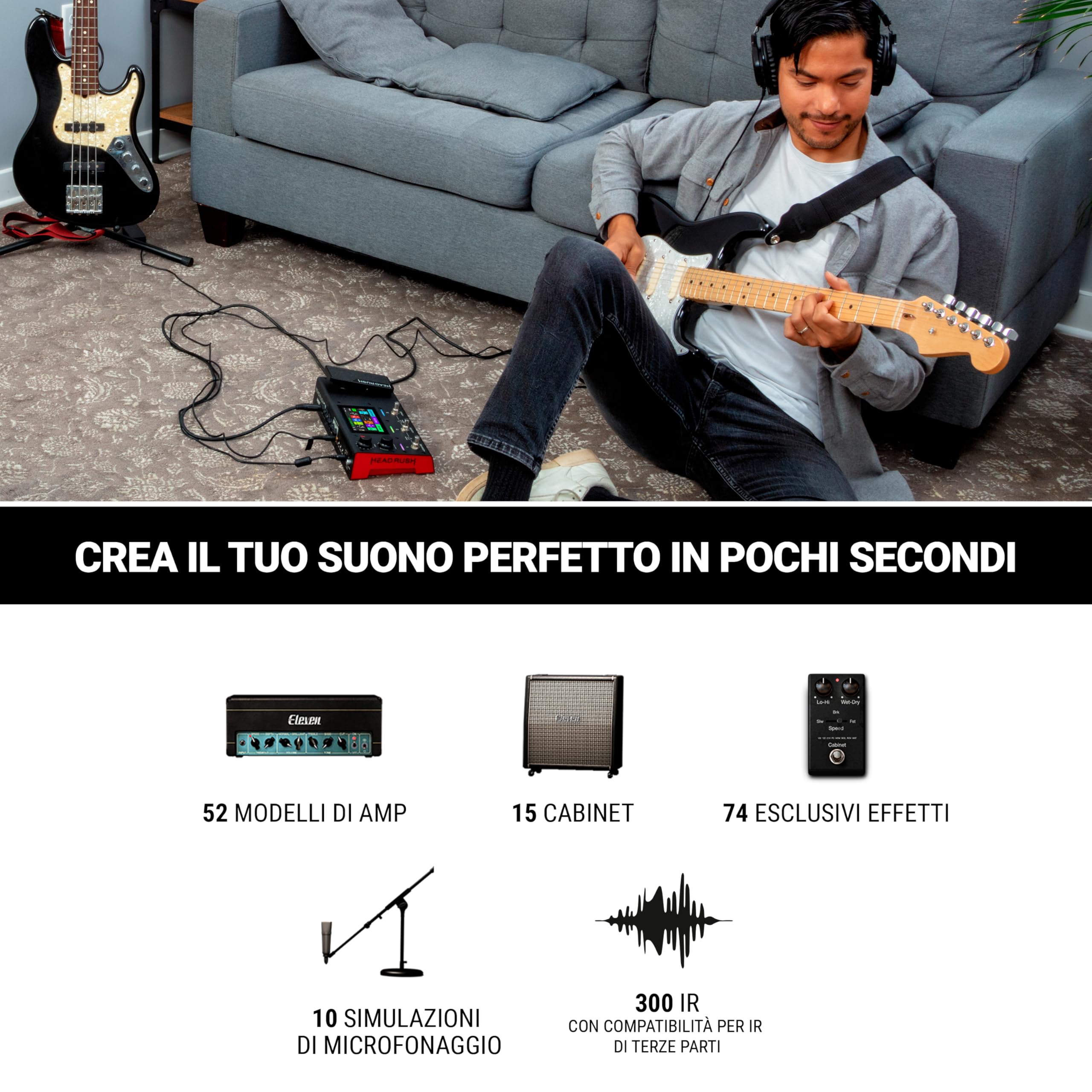 HeadRush MX5 - Pedaliera Multieffetto per Chitarra e Basso, Amp Modeling, Processore FX con Touschscreen, Pedale di Espressione, Looper e Interfaccia