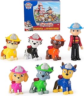 Paw Patrol Fire Rescue Team Pack with 7 Collectible Action Figures, Including Ryder & 6 Pups, Kids Toys for Boys & Girls Ages 3 and Up