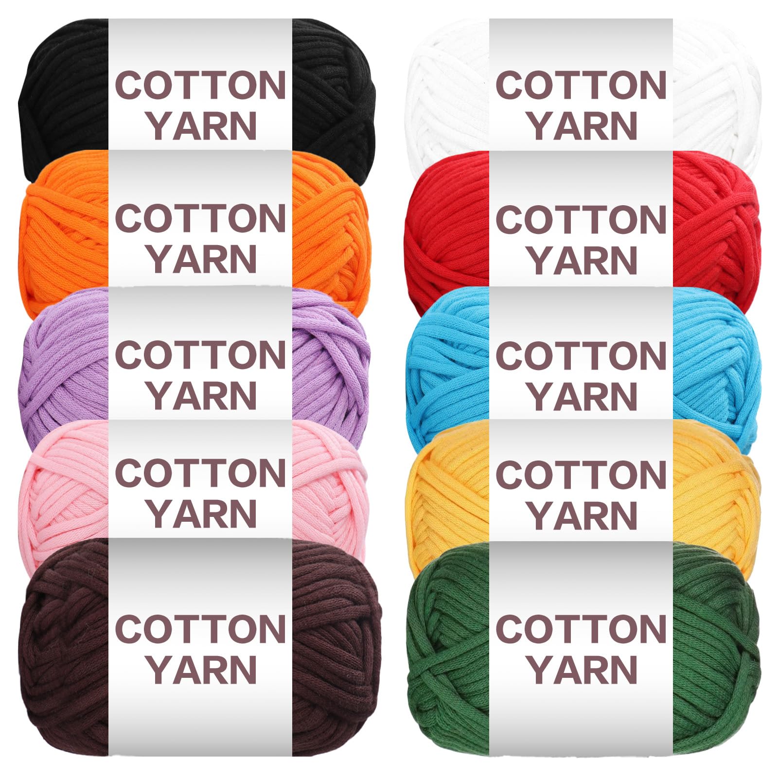 10 × 50 g Anfängergarn-Set zum Häkeln und Stricken, Baumwoll-Nylon-Mischgarn für Handarbeiten, Taschen, Korbpuppen und Kissen F