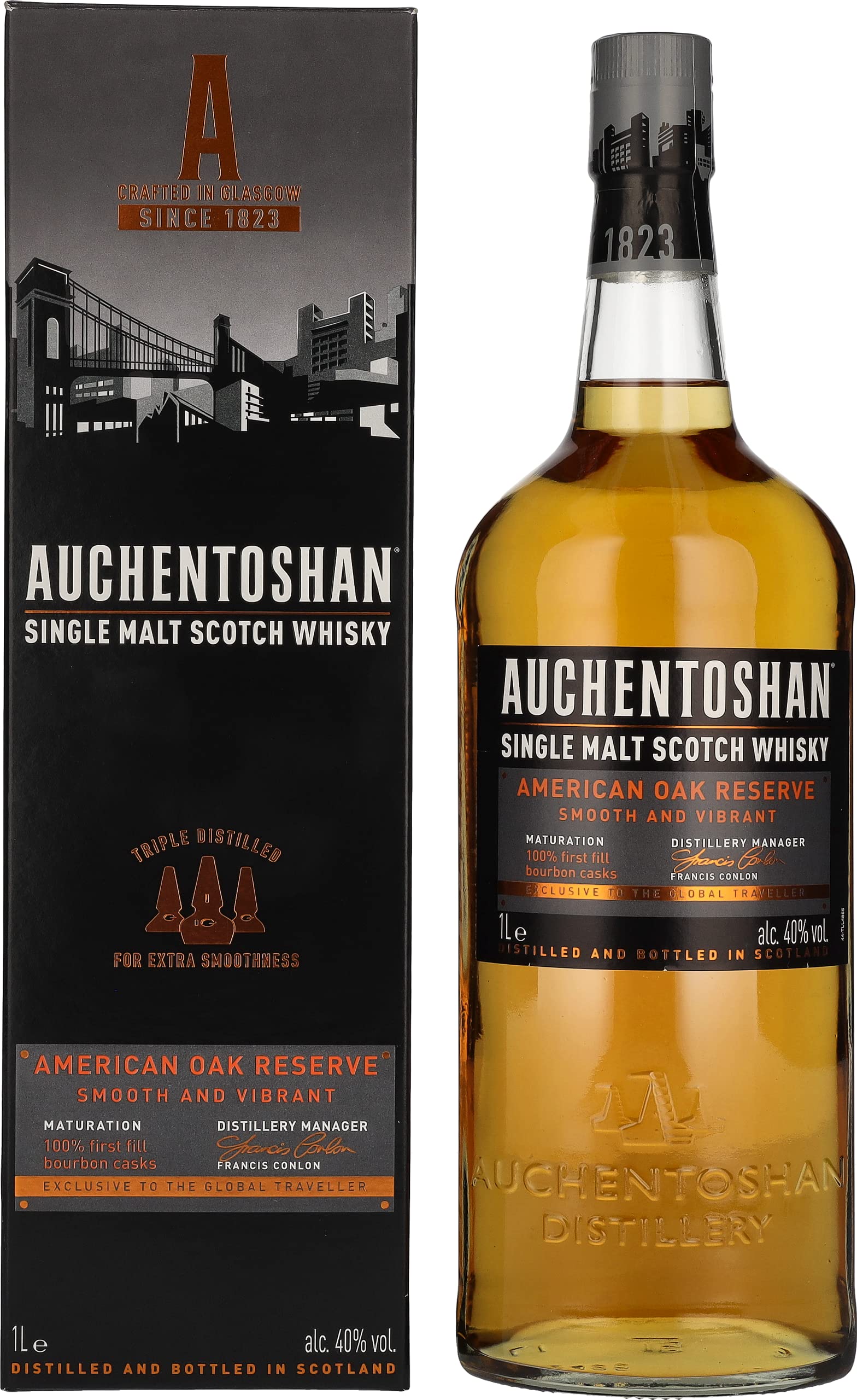 Auchentoshan AMERICAN OAK Single Malt Scotch Whisky 40% Vol. 1l in Giftbox