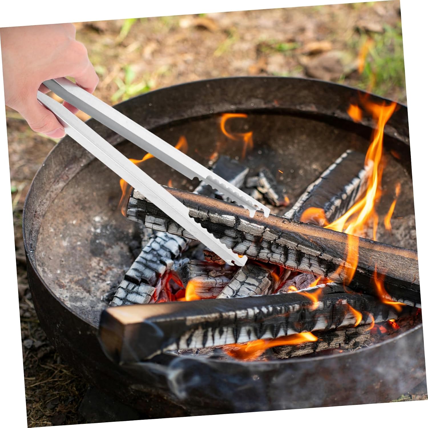 Alloy Fire Tongs for Outdoor Fire Pit, Portable Charcoal Clamp
