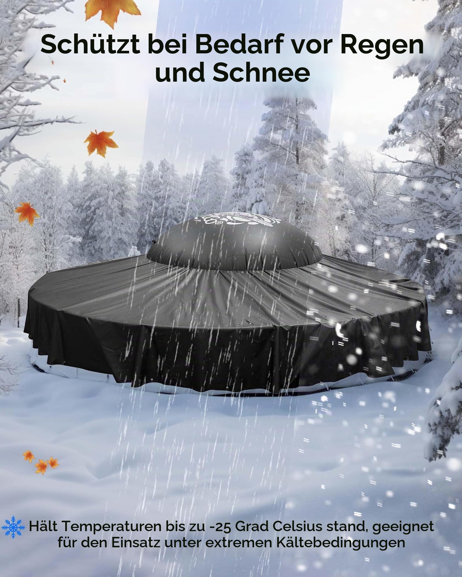 FoundGo 2-in-1 Poolkissen und Winter-Poolabdeckungen Kit für oberirdische Pools bis zu 3,6 m, Luftkissen + Abdeckung Combo, kältebeständiges Dickes PVC, vollständiger Winterschließschutz