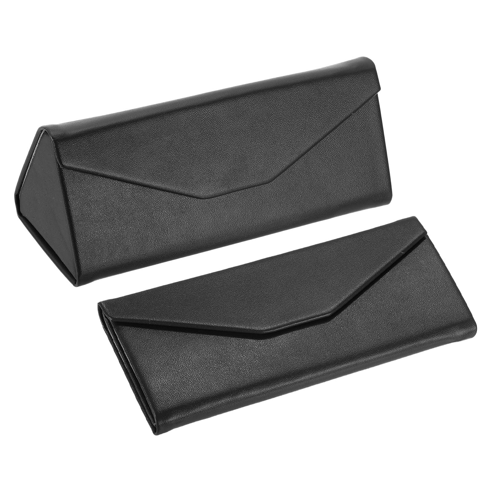 PATIKIL Foldable Glasses Case, Triangle Magnetic Sunglasses Organizer Case PU Leather Hard Eyeglass Case for Women (2 Pcs)