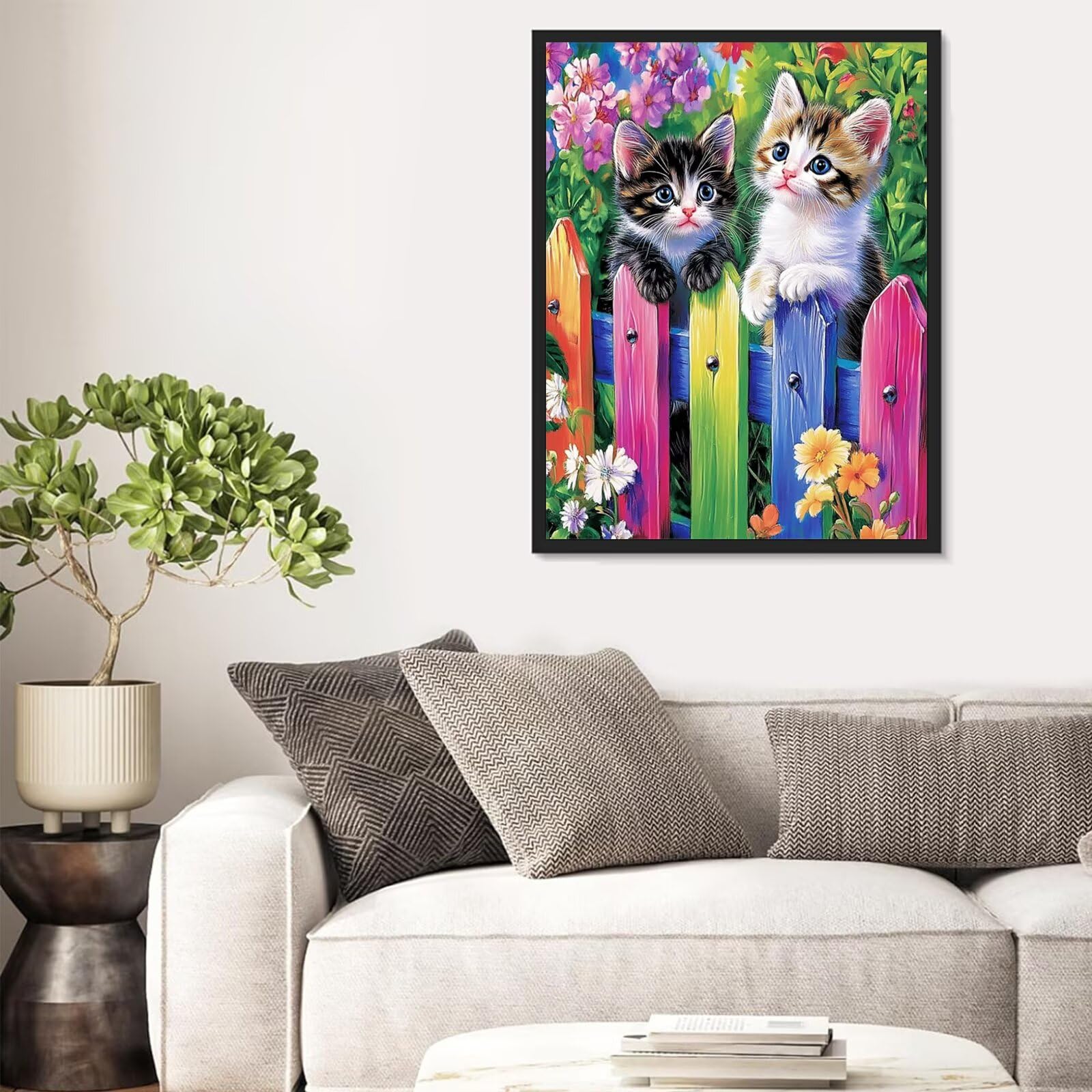 Malowanie kotów po numerach, dla dorosłych, zwierzę, dorosły, do malowania po numerach, 71 x 100 cm, bez ramy, zestawy obrazów olejnych DIY z 3 pędzlami i farbą akrylową, do dekoracji ścian pokoju