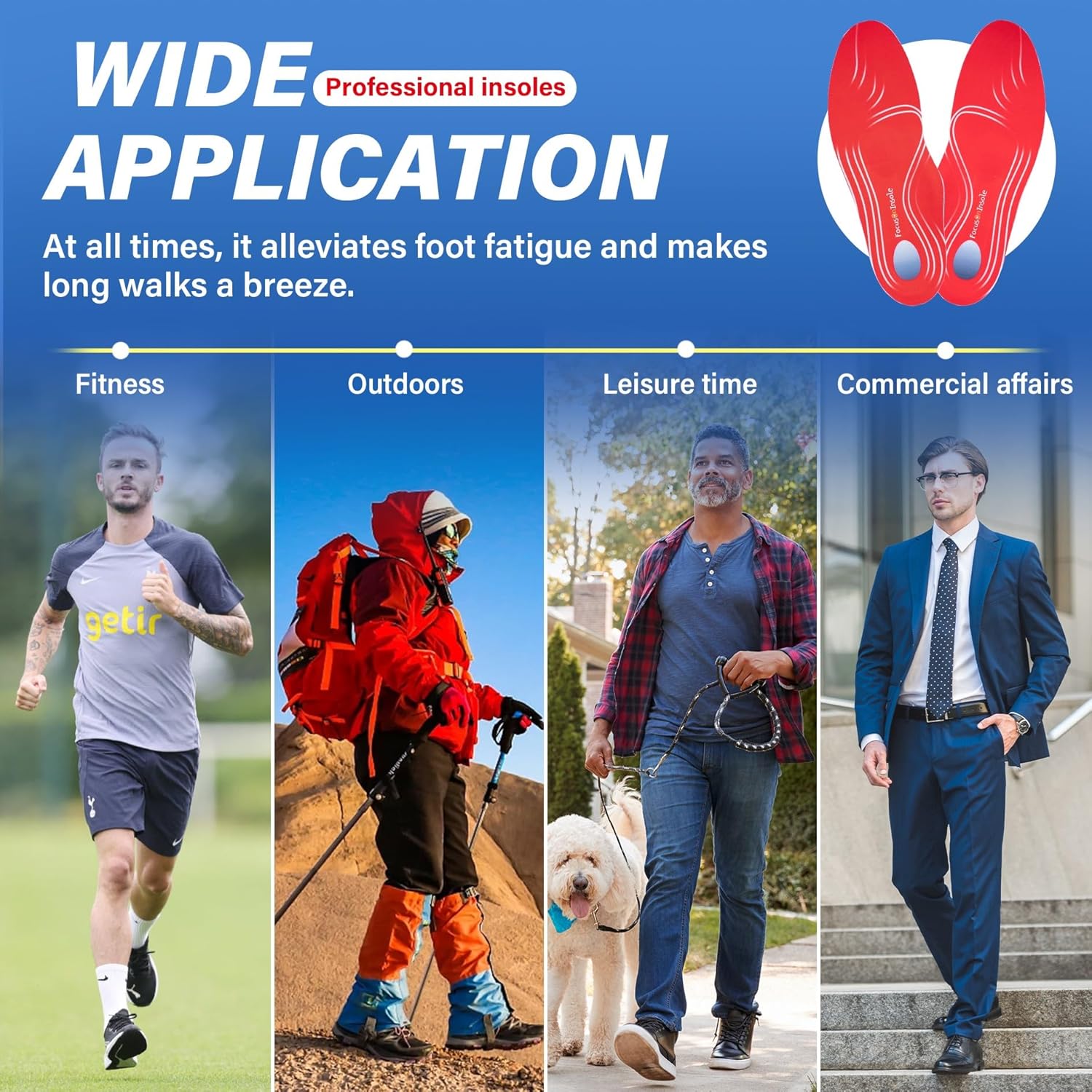 Plantar Fasciitis Insoles Men Women - 240+lbs Heavy Duty Arch Support Inserts with Comfort Cushion Orthotic Pain Relief Insoles for Flat Feet Arch Pain Heel Pain - Work Boot Shoe Insoles - Image 6