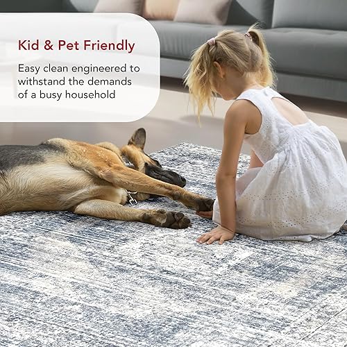 Miniatura 5 de nuLOOM Jayla Barbed Iris Medallion - Alfombra de área, 9 x 12 pies, color azul