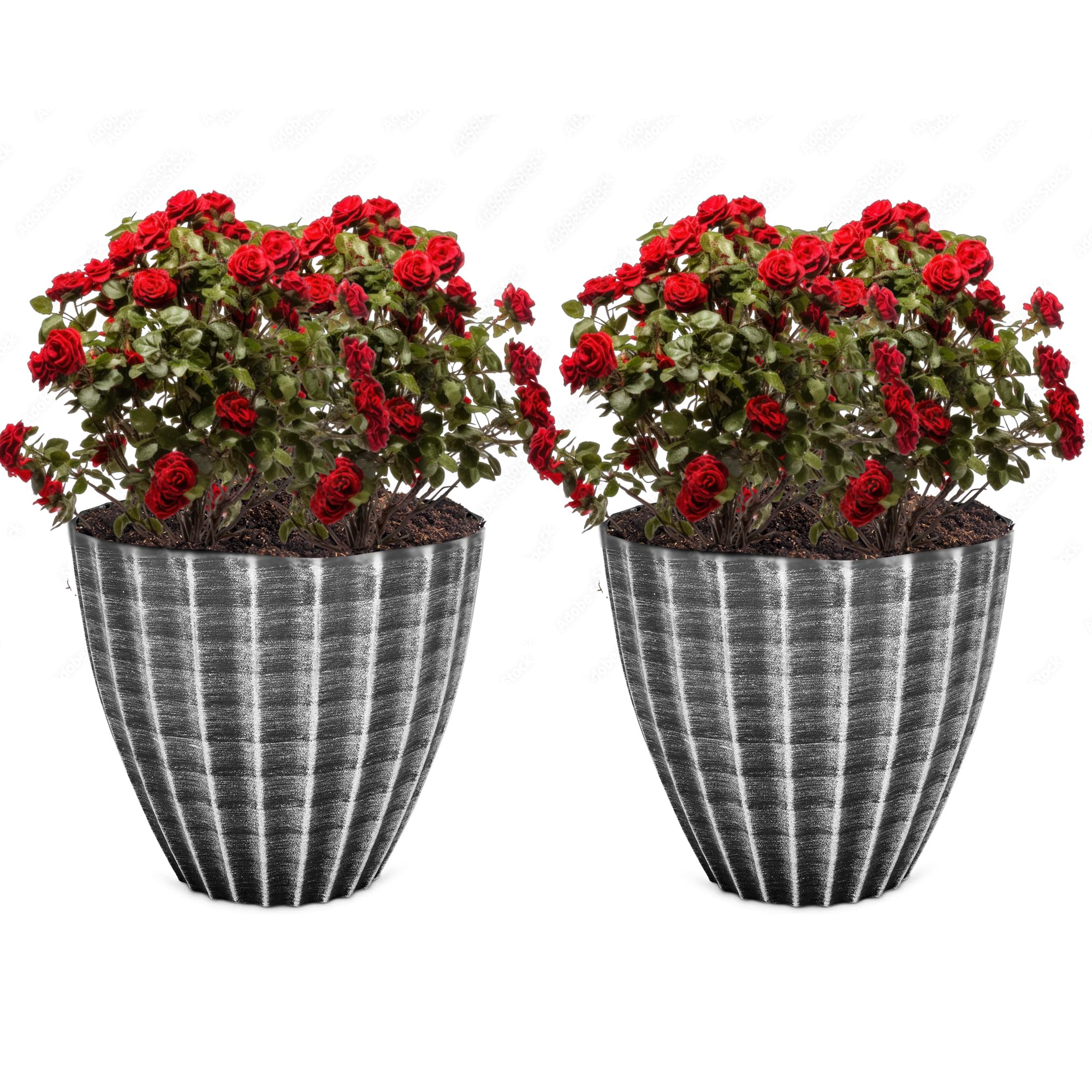 SG Traders Plant Pot, Plastic Garden Planters for Indoor Outdoor, Flower Plant Pots, Light Weight Large Planter Pot Container, Balcony Planters Stone Grey Tan Greywood Planter, 30cm 40cm (Pack of 2)