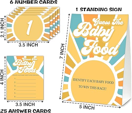 Vista 26 de Guess the Baby Food Party Games, Baby Shower Game Set, 1 Standing Sign + 25 Answer Cards + 6 Number Cards, Brown Bear Gender Reveal Party