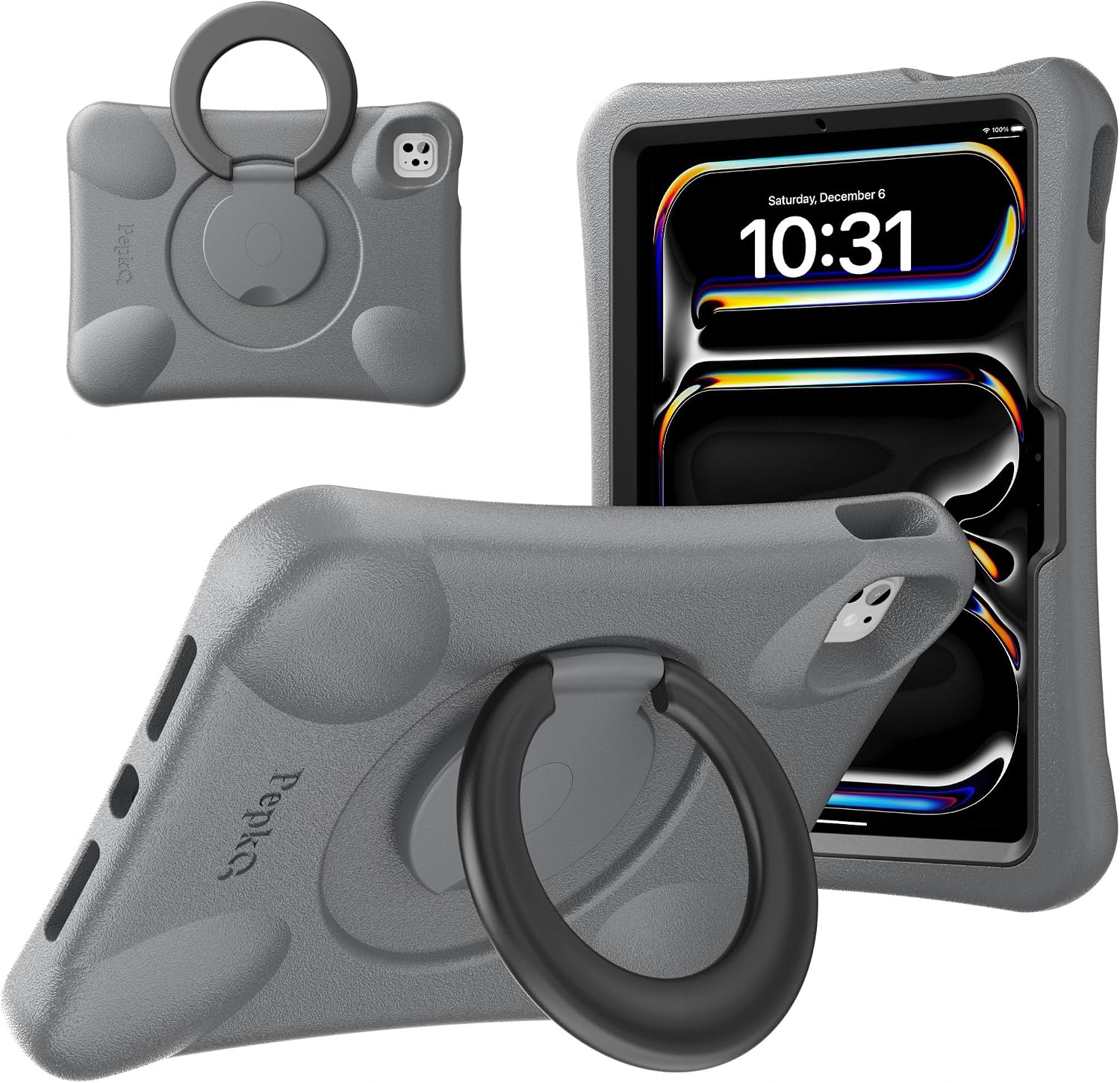 Pepkoo Kids Case for iPad Pro 11" M4 2024, Heavy-Duty Shockproof EVA Stand | Reinforced Corner Defense Against Impacts. 360° Rotatable Handle for Multi-viewing. Bpa-Free, Non-toxic, Child-Safe Build.
