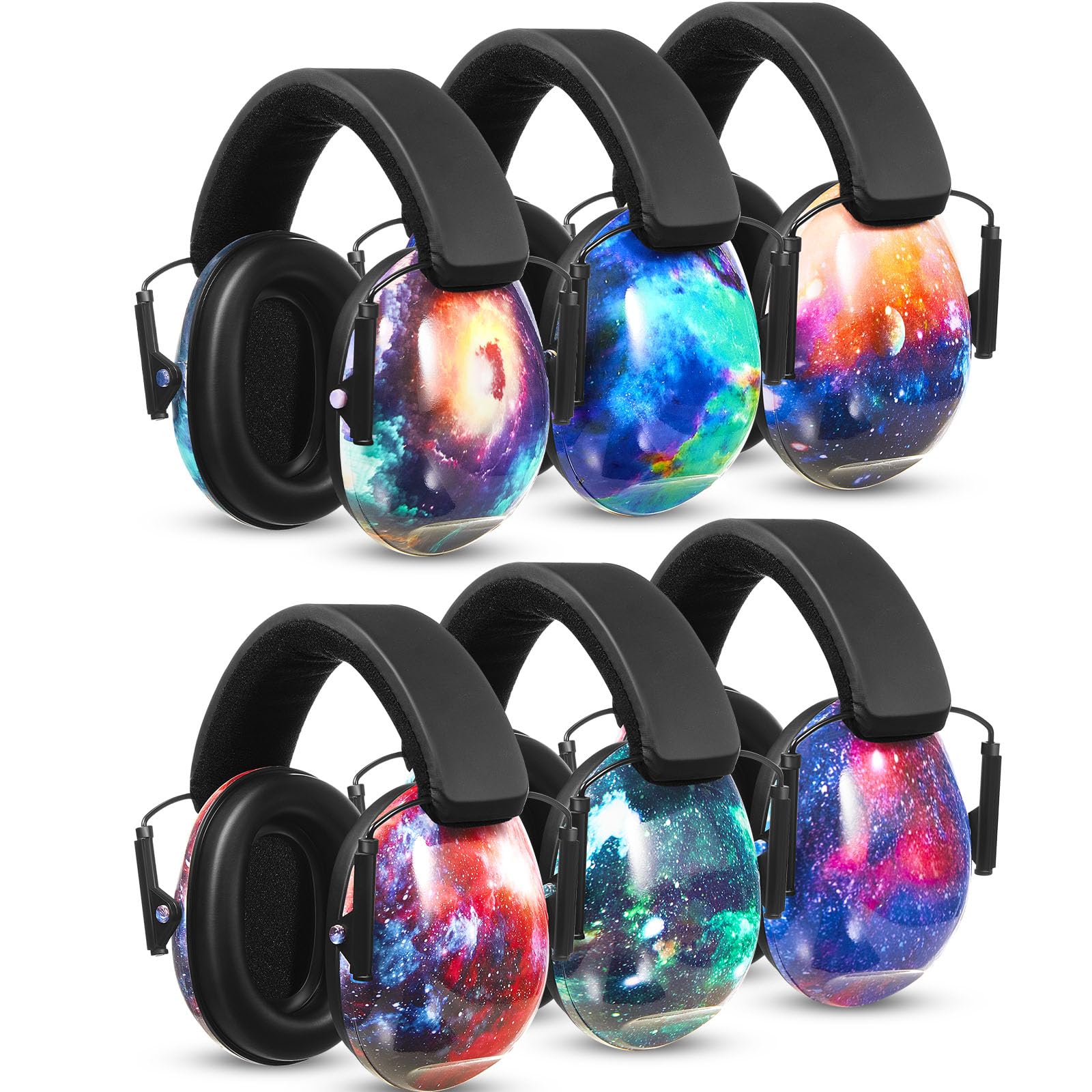 Amylove 6 Pcs Noise Cancelling Headphones Kids Adult Ear Muffs Bulk, Ear Protection 27db Noise Reduction Hearing Earmuff(Stylish Style,Starry Color)
