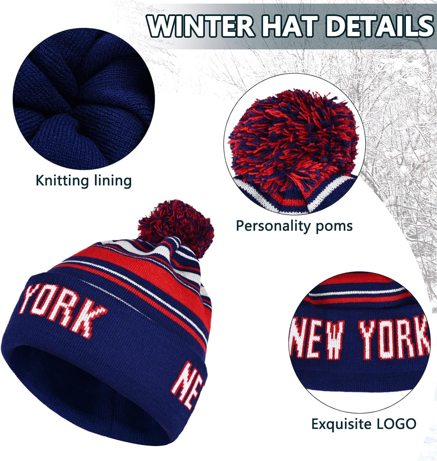 Vintage Classic Skull Cap Beanie Hat Cuffed Winter Hat Knit Comes with Warm Gloves Scarf Gifts for Men Women Fans - Image 2