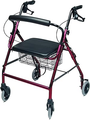Graham-Field-RJ4318R Lumex Walkabout Wide Four Wheel Rollator, 18.5 Inches, Burgundy