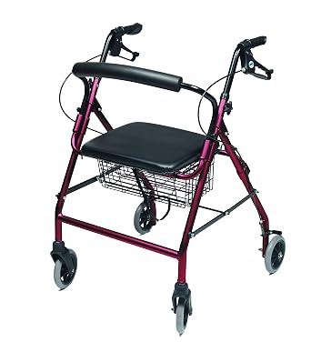 Graham-Field-RJ4318R Lumex Walkabout Wide Four Wheel Rollator, 18.5 Inches, Burgundy